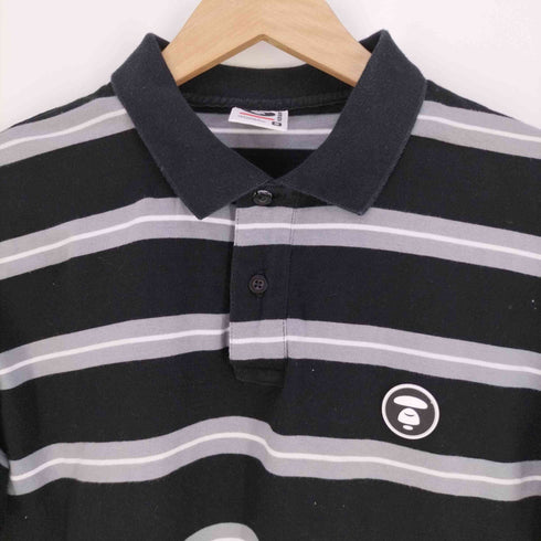 エーエイプバイアベイシングエイプ AAPE BY A BATHING APE NOW BORDER POLO ラバーロゴ ボーダーポロシャツ メンズ JPN:S