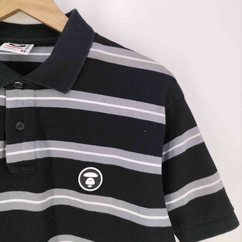 エーエイプバイアベイシングエイプ AAPE BY A BATHING APE NOW BORDER POLO ラバーロゴ ボーダーポロシャツ メンズ JPN:S