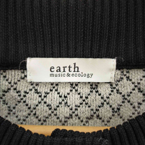 アースミュージックアンドエコロジー earth music&ecology ダイヤ柄ジャガードカーディガン レディース F