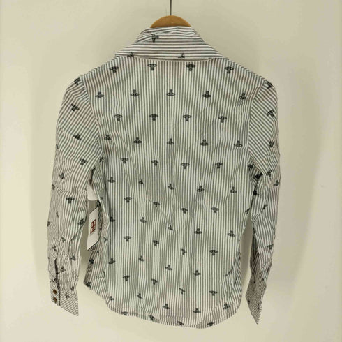 ヴィヴィアンウエストウッドレッドレーベル Vivienne Westwood RED LABEL オーブ総柄 ストライプ リボンシャツ レディース JPN:2