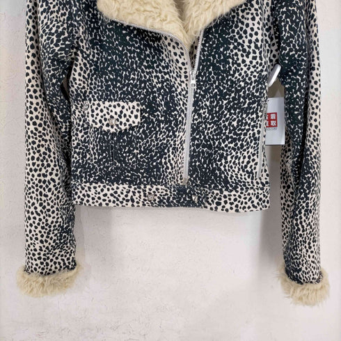 ヒステリックグラマー HYSTERIC GLAMOUR アシンメトリーポケット 裏地ファー アニマル柄バイカージャケット Y2K レディース