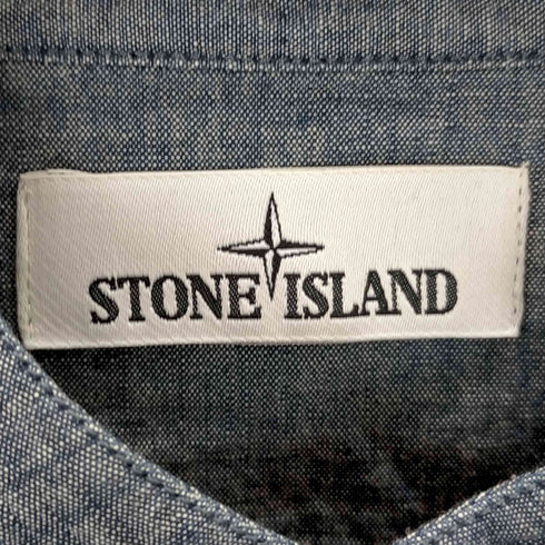 ストーンアイランド STONE ISLAND ロゴ刺繍 デニムバンドカラーシャツ メンズ JPN:M