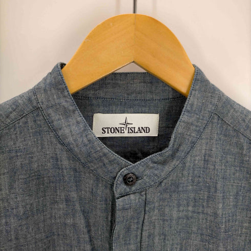 ストーンアイランド STONE ISLAND ロゴ刺繍 デニムバンドカラーシャツ メンズ JPN:M