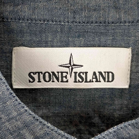 ストーンアイランド STONE ISLAND ロゴ刺繍 デニムバンドカラーシャツ メンズ JPN:M