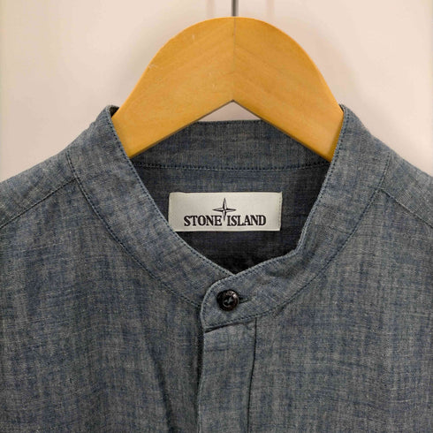 ストーンアイランド STONE ISLAND ロゴ刺繍 デニムバンドカラーシャツ メンズ JPN:M