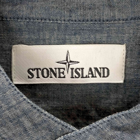ストーンアイランド STONE ISLAND ロゴ刺繍 デニムバンドカラーシャツ メンズ JPN:M