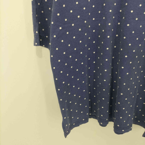 80~90s ドット柄襟デザインTシャツ シングルステッチ サイドスリット メンズ import:S