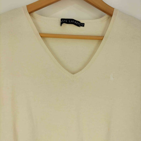 ラルフローレン RALPH LAUREN ポニー刺繍 コットンシルク Vネック ニットカットソー レディース 5F