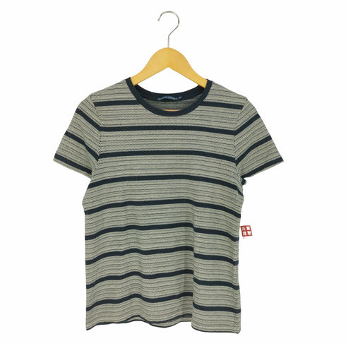 ラルフローレン RALPH LAUREN 総柄 ボーダー フレンチスリーブ クルーネックコットンTシャツ レディース import:XL