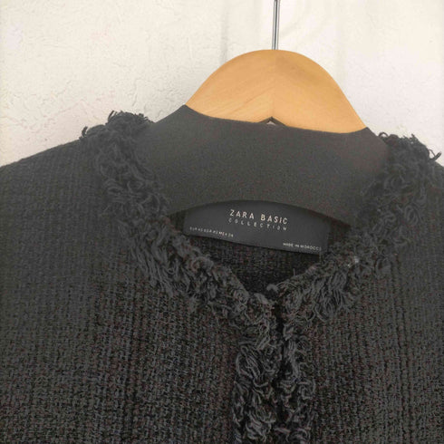ザラ ZARA 金ボタン ノーカラーツイードジャケット レディース JPN:XS