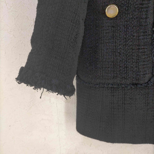 ザラ ZARA 金ボタン ノーカラーツイードジャケット レディース JPN:XS