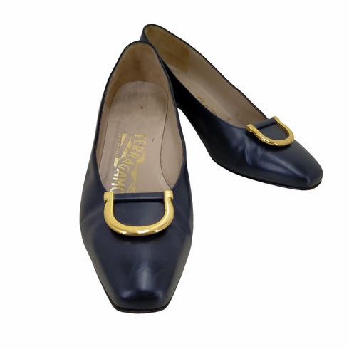サルヴァトーレフェラガモ Salvatore Ferragamo デザインヒールパンプス レディース 22.5