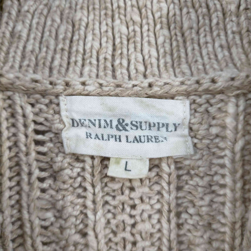 デニムアンドサプライラルフローレン DENIM&SUPPLY RALPH RAUREN ケーブルニット ショールカラー カーディガン レディース import:L