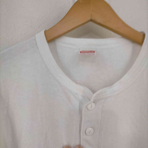 ヘルスニット Healthknit CLASSIC WEIGHT ネコ目ボタン ヘンリーネック S/S Tシャツ メンズ M