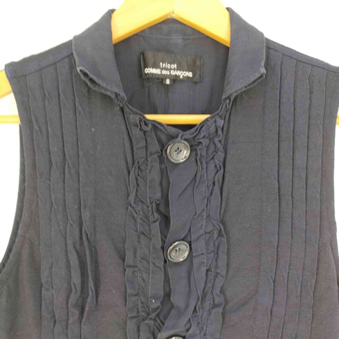 トリココムデギャルソン tricot COMME des GARCONS AD2008 染色加工 ノースリーブフリルブラウス レディース JPN:S
