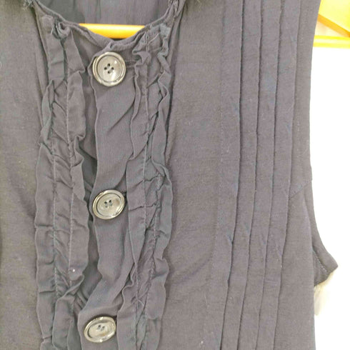 トリココムデギャルソン tricot COMME des GARCONS AD2008 染色加工 ノースリーブフリルブラウス レディース JPN:S