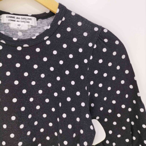 コムデギャルソンコムデギャルソン COMME des GARCONS COMME des GARCONS AD2018 プリント加工 ドット柄 ギャザースリーブ クルーネックカットソー レディース JPN:XS