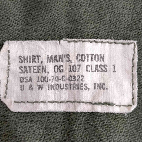 ユーエスアーミー US ARMY 70年 UTILITY SHIRT OG-107 ユーティリティシャツ メンズ 15 1/2