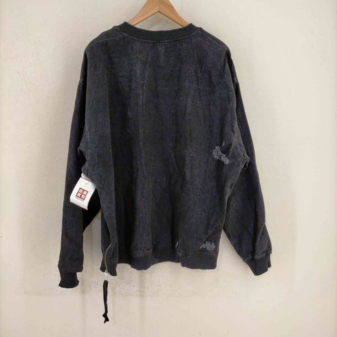 ザラ ZARA ダメージ加工 デニム地 ジッパー スウェット メンズ import:L