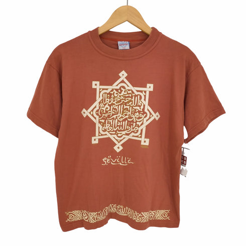 Robrman 90-2000s アラビア語 紋章 発砲プリント クルーネックTシャツ メンズ import:M