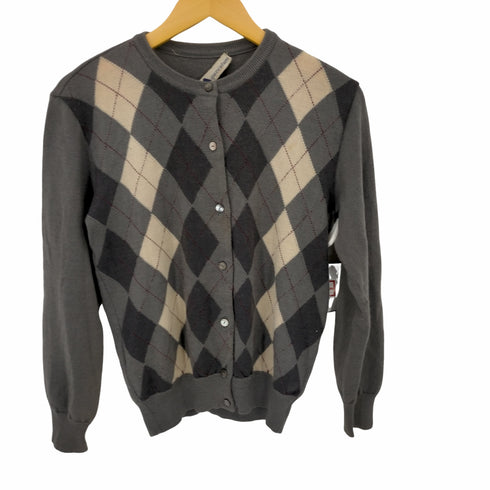 アクアスキュータム AQUASCUTUM アーガイルウールノーカラーカーディガン レディース 9