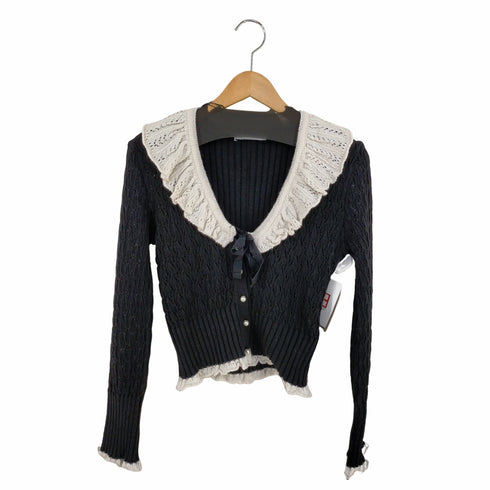 ザラ ZARA コントラストフリル カーディガン レディース import:M