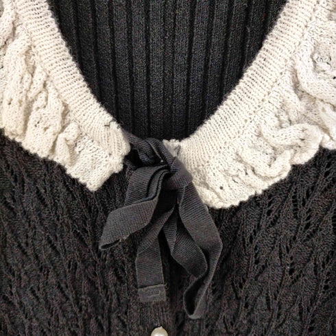 ザラ ZARA コントラストフリル カーディガン レディース import:M