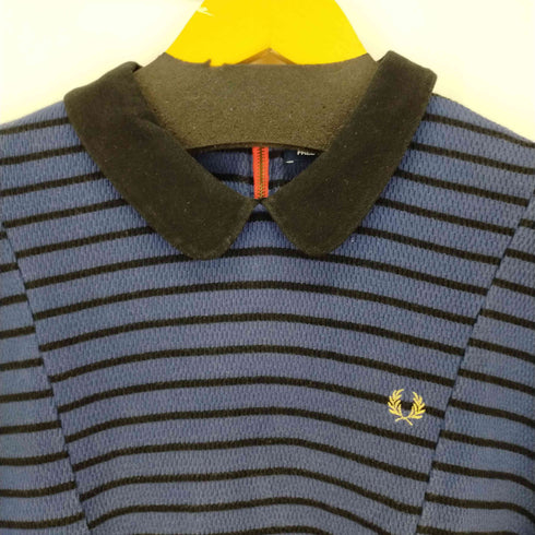 フレッドペリー FRED PERRY バックジップ 切替ボーダーポロシャツ 丸襟 メンズ JPN:M