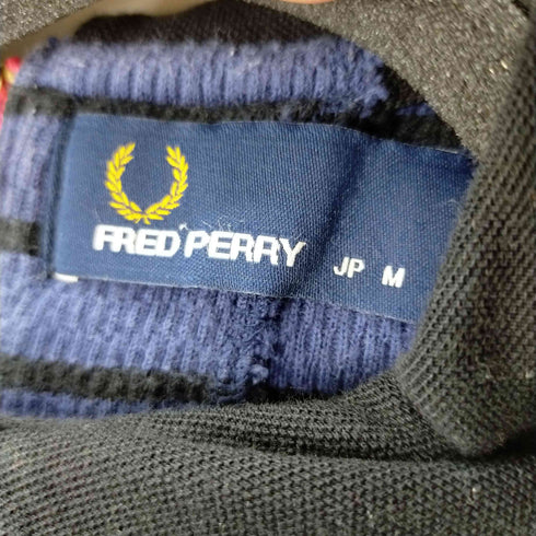 フレッドペリー FRED PERRY バックジップ 切替ボーダーポロシャツ 丸襟 メンズ JPN:M