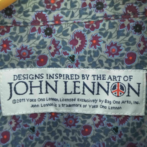 ジョン・レノン John Lennon 裏地花柄 レギュラーカラーチェックシャツ メンズ import:L