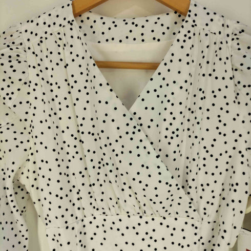トッコクローゼット tocco closet ×cherish.myheart ベルト付きシャーリングスリーブランダムドットカシュクールワンピース レディース JPN:M