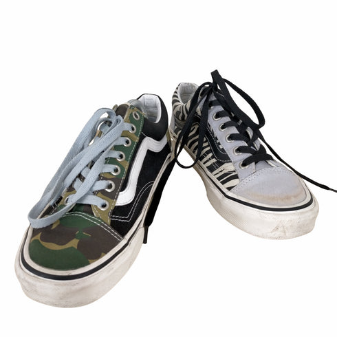 バンズ VANS OLD SKOOL ミスマッチ ゼブラカモフラ柄スニーカー レディース JPN:24.5