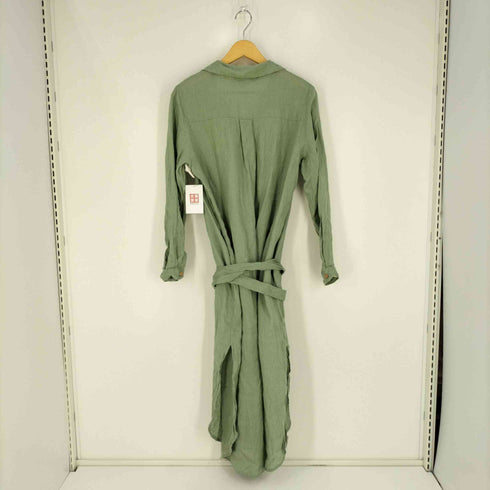 ザラ ZARA ウエストベルト スキッパーリネンシャツワンピース レディース import:M