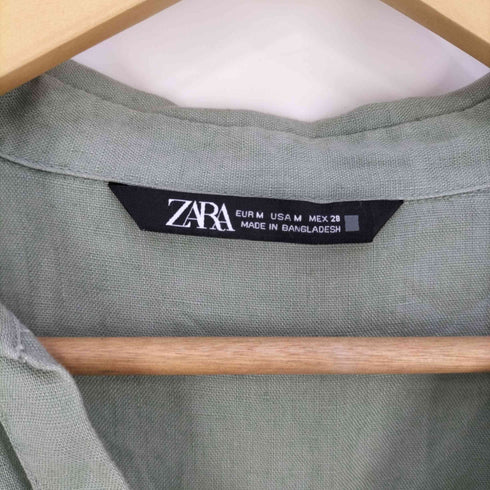 ザラ ZARA ウエストベルト スキッパーリネンシャツワンピース レディース import:M