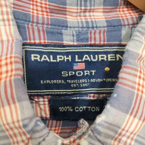 ラルフローレンスポーツ RALPH LAUREN SPORT ポニー刺繍 ショートスリーブボタンダウンチェックシャツ メンズ import:S