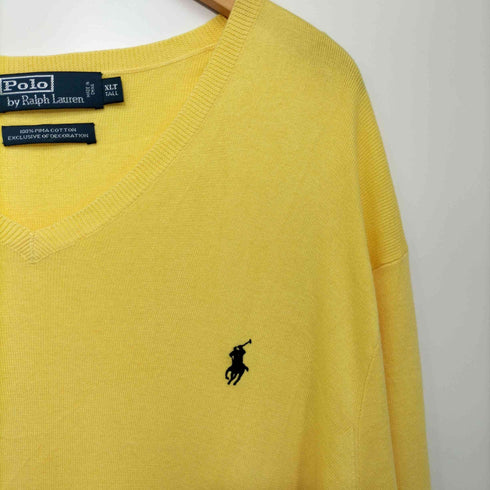 ポロバイラルフローレン Polo by RALPH LAUREN 90S EXCLUSIVE OF DECORATION ポニーロゴ刺繍 ピマコットン Vネックニット メンズ XLT