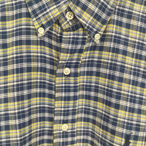 ラルフローレン RALPH LAUREN 90s BLAIRE ポニー刺繍 BD S/S チェック柄 シャツ メンズ import:S