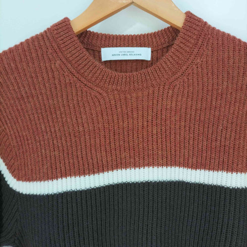 ユナイテッドアローズグリーンレーベルリラクシング UNITED ARROWS green label relaxing バイカラーライン ウールアクリル クルーネックニット メンズ JPN:S