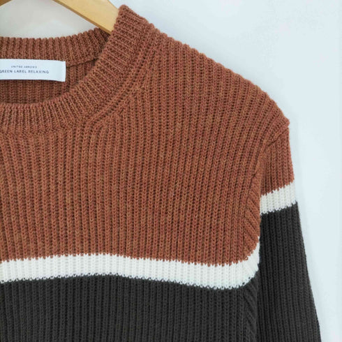ユナイテッドアローズグリーンレーベルリラクシング UNITED ARROWS green label relaxing バイカラーライン ウールアクリル クルーネックニット メンズ JPN:S