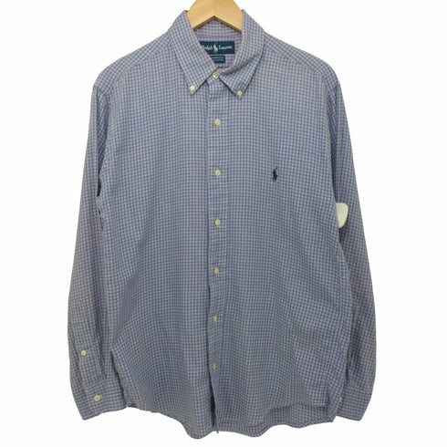 ラルフローレン RALPH LAUREN 80-90s YARMOUTH ポニー刺繍 チェック柄ボタンダウンコットンロングスリーブシャツ メンズ