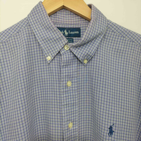 ラルフローレン RALPH LAUREN 80-90s YARMOUTH ポニー刺繍 チェック柄ボタンダウンコットンロングスリーブシャツ メンズ