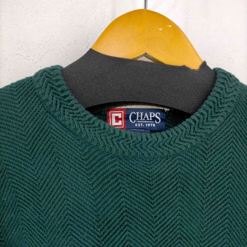チャップスラルフローレン CHAPS RALPH LAUREN ロゴ刺繍 ヘリンボーン コットンニット メンズ JPN:M