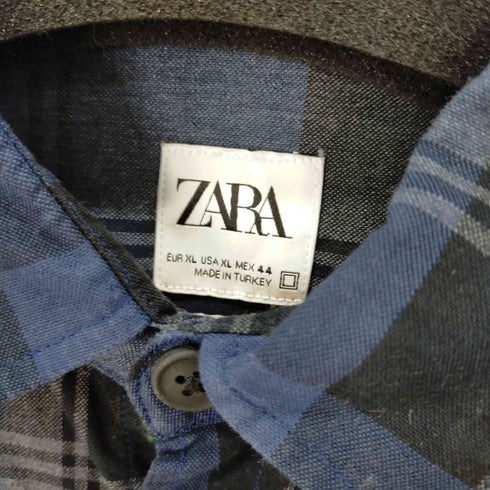 ザラ ZARA RELAXED FIT ポケットL/Sチェックシャツ メンズ XL