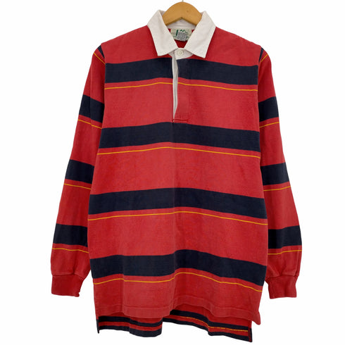 レイ REI 80-90s 白タグ 台湾製 ボーダー長袖ポロシャツ メンズ import:L