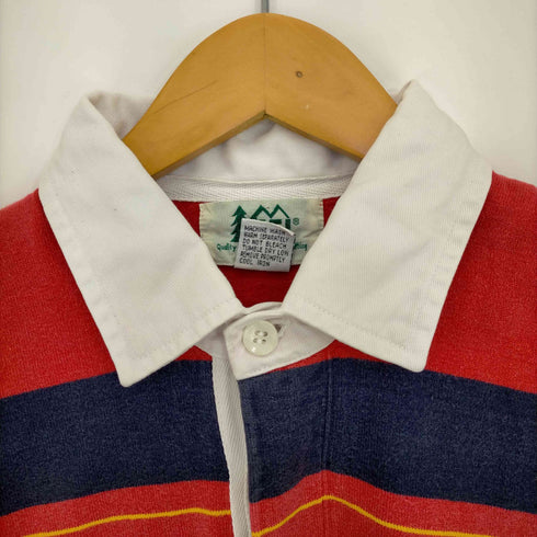 レイ REI 80-90s 白タグ 台湾製 ボーダー長袖ポロシャツ メンズ import:L