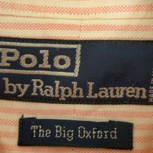 ポロバイラルフローレン Polo by RALPH LAUREN 90s マレーシア製 The Big Oxford 裾ポニー刺繍 ストライプ オックスフォードボタンダウンシャツ メンズ S