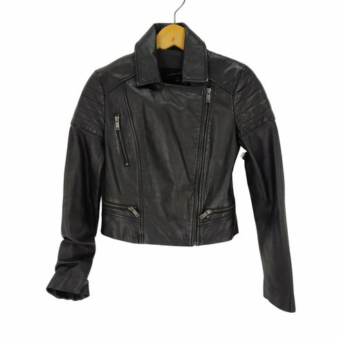 バナナリパブリック BANANA REPUBLIC ラムレザー ダブルライダースジャケットレザージャケット レディース XS
