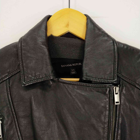バナナリパブリック BANANA REPUBLIC ラムレザー ダブルライダースジャケットレザージャケット レディース XS