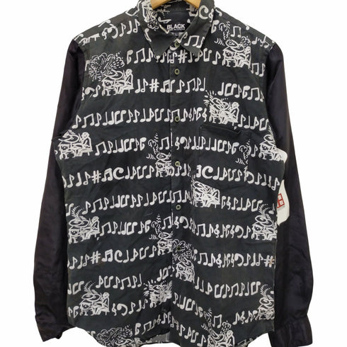 ブラックコムデギャルソン BLACK COMME des GARCONS AD2016 総柄袖切替コットンシャツ メンズ JPN:L