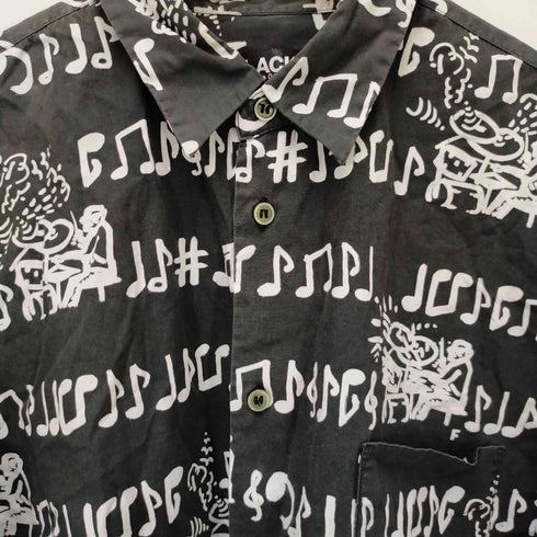 ブラックコムデギャルソン BLACK COMME des GARCONS AD2016 総柄袖切替コットンシャツ メンズ JPN:L